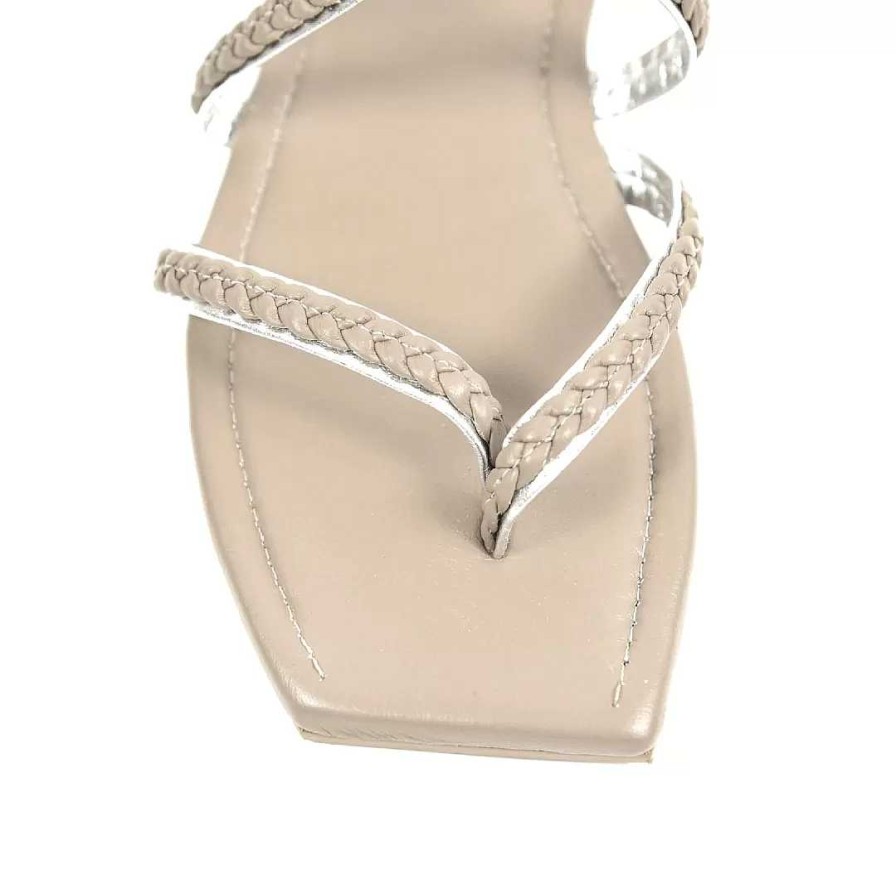 Zapatos OQ Shoes | Sandalia Plana Mar Taupe X Plata