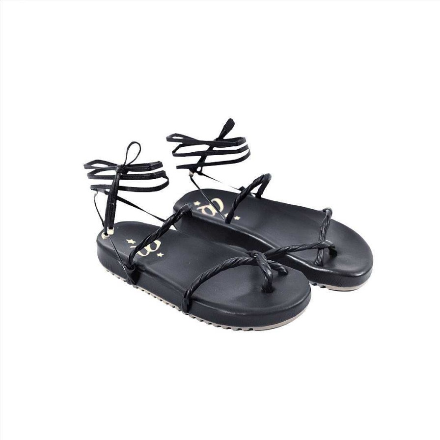 Zapatos OQ Shoes | Sandalia Plana Polar Negra