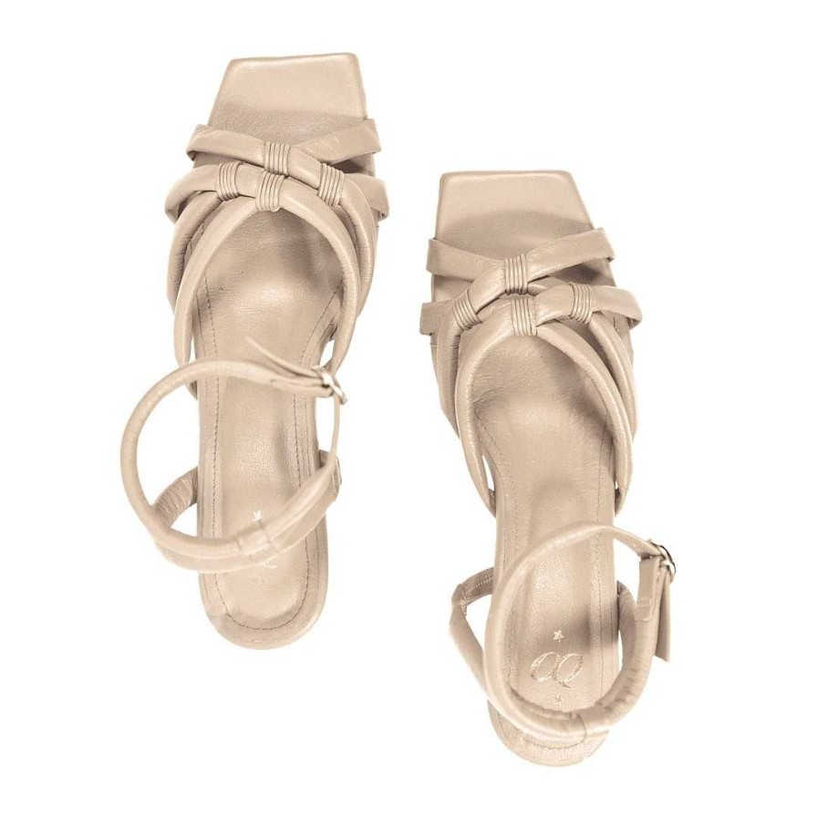 Zapatos OQ Shoes | Sandalia Con Tacon Ganso Taupe