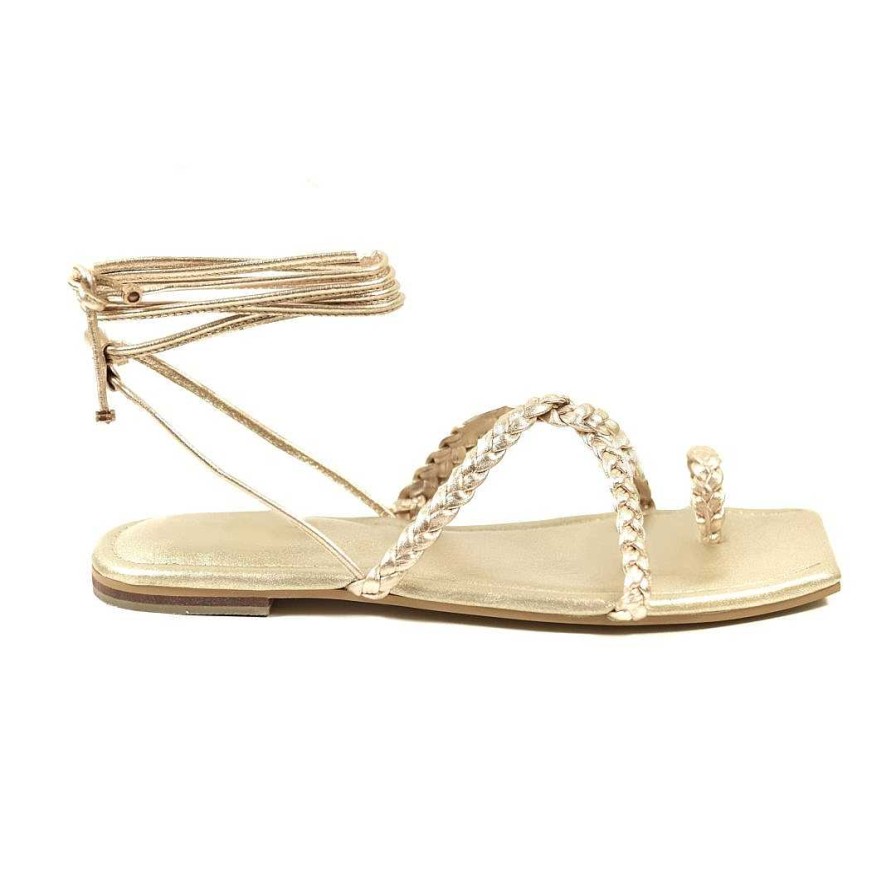 Zapatos OQ Shoes | Sandalia Plana Dichoso Oro