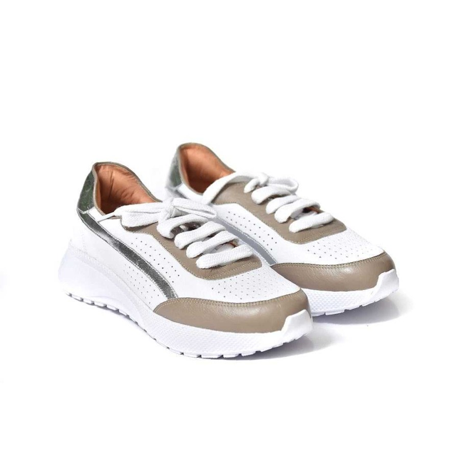 Zapatos OQ Shoes | Zapato Estilo Tennis Exhalar 2 Taupe X Blanco X Plata