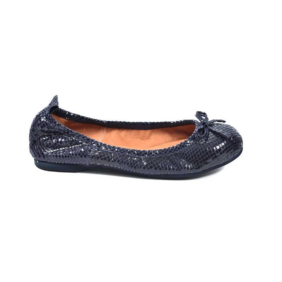 Zapatos OQ Shoes | Bailarina Redonda Mono Algodon Scales Azul