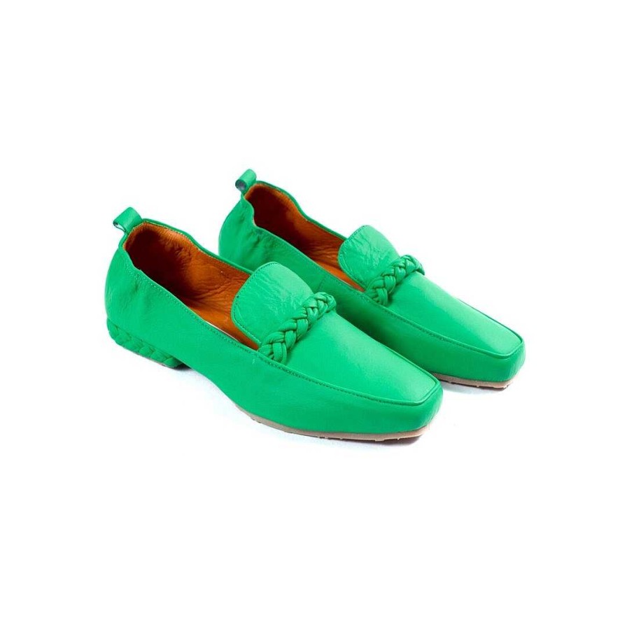 Zapatos OQ Shoes | Bailarina Cuadrada Mocasin Chicle Verde