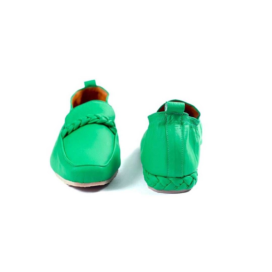 Zapatos OQ Shoes | Bailarina Cuadrada Mocasin Chicle Verde