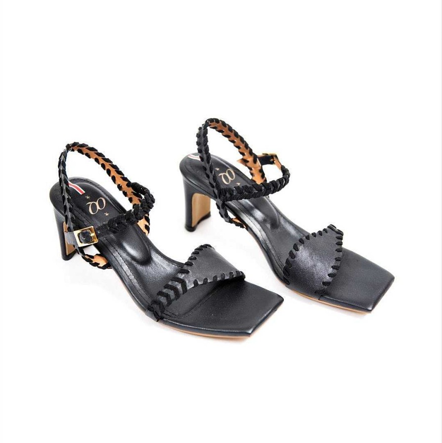 Zapatos OQ Shoes | Sandalia Con Tacon Finca 5.5 Negra