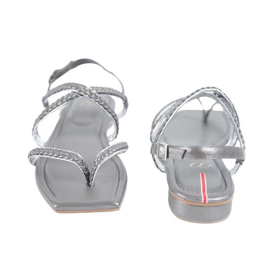 Zapatos OQ Shoes | Sandalia Plana Mar Plomo X Plata