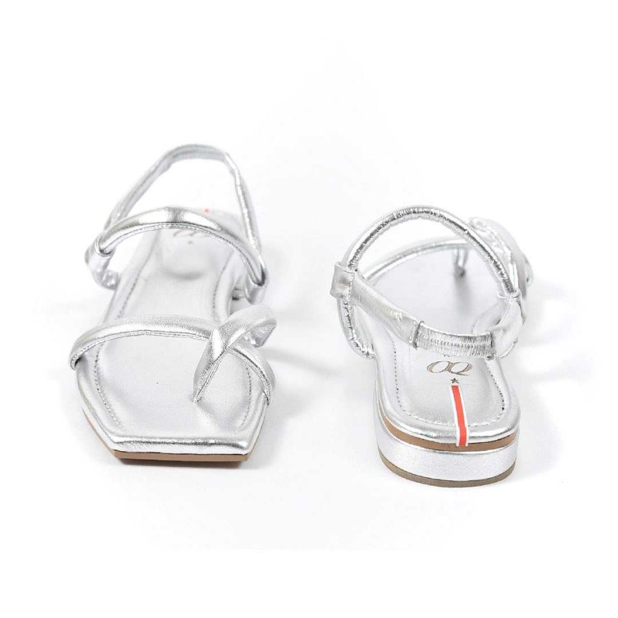 Zapatos OQ Shoes | Sandalia Plana Broma Plata