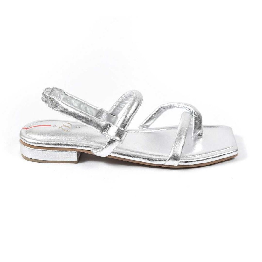 Zapatos OQ Shoes | Sandalia Plana Broma Plata