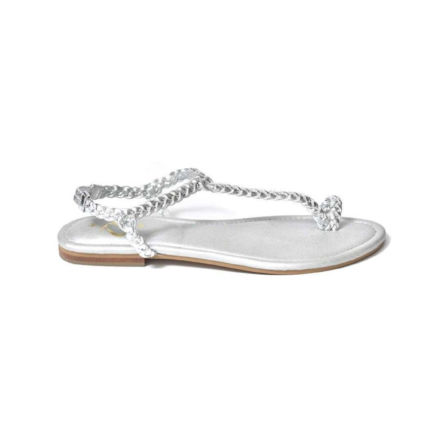 Zapatos OQ Shoes | Sandalia Plana Perfume Plata